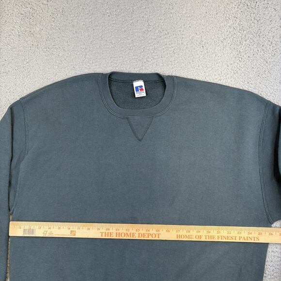 Russell Athletic Crewneck Blank Sweatshirt Forest Green 2XL VTG Y2K Faded Grunge - Picture 6 of 9